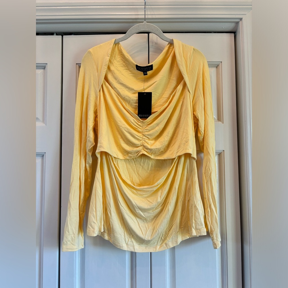 Eloquii stretchy butter yellow cutout top NWT, 18/20